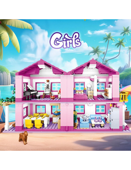 Conjunto de Construcción Villa de Verano Rosa Shantou 1018 PZS