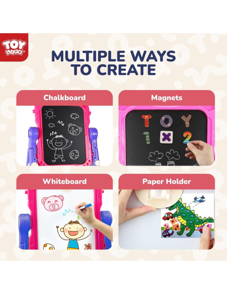 Caballete de Arte STEAM Life Rosa Púrpura para Niños 4 en 1