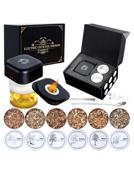Ahumador Eléctrico de Cócteles OIGOGOI con 6 Astillas de Madera