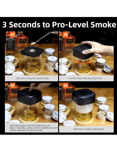Ahumador Eléctrico de Cócteles OIGOGOI con 6 Astillas de Madera