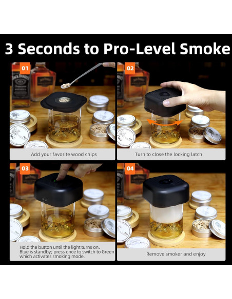 Ahumador Eléctrico de Cócteles OIGOGOI con 6 Astillas de Madera