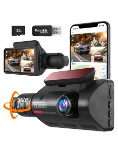 Cámara de tablero 360 LUKYUS 1440P + 1080P con SD 32GB