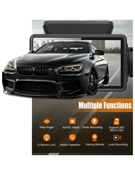 Cámara de tablero 360 LUKYUS 1440P + 1080P con SD 32GB