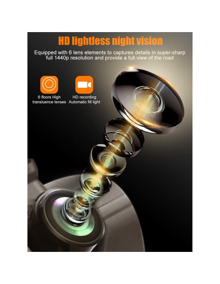 Cámara de tablero 360 LUKYUS 1440P + 1080P con SD 32GB