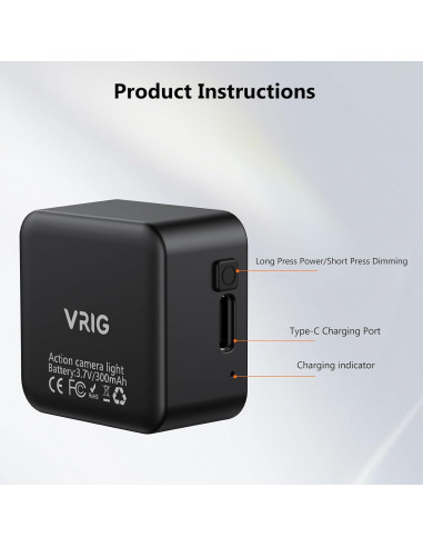Mini Luz LED de Video VRIG para Vlogging con Batería Recargable