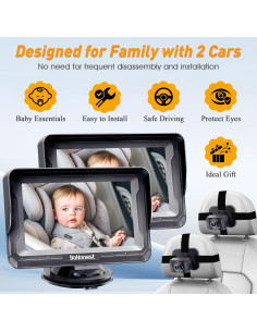 Cámara de Auto para Bebés DoHonest V33 - 2 Pack HD 1080P con Visión Nocturna 2