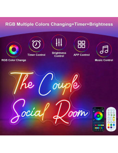 Cartel de Neón Personalizado HDJSIGN RGB 63.5x24.1 cm 2