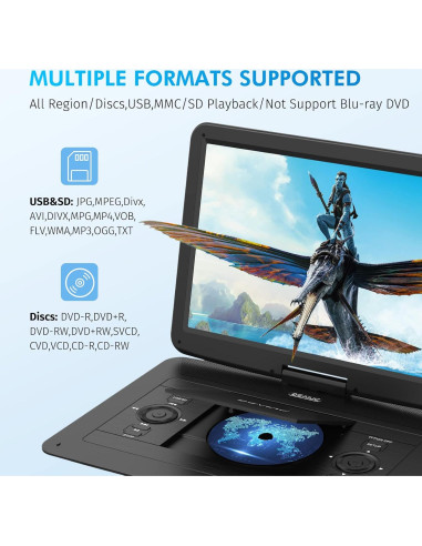 Reproductor de DVD Portátil DEVINC ZC-07 15.6" HD Batería 6h