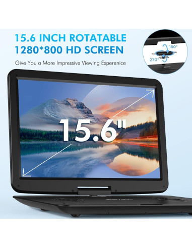 Reproductor de DVD Portátil DEVINC ZC-07 15.6" HD Batería 6h