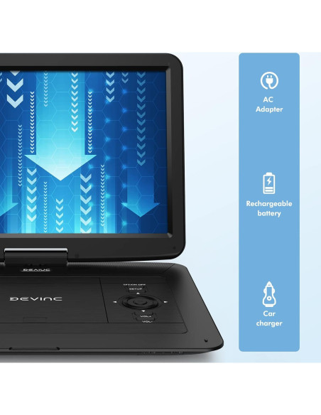 Reproductor de DVD Portátil DEVINC ZC-07 15.6" HD Batería 6h