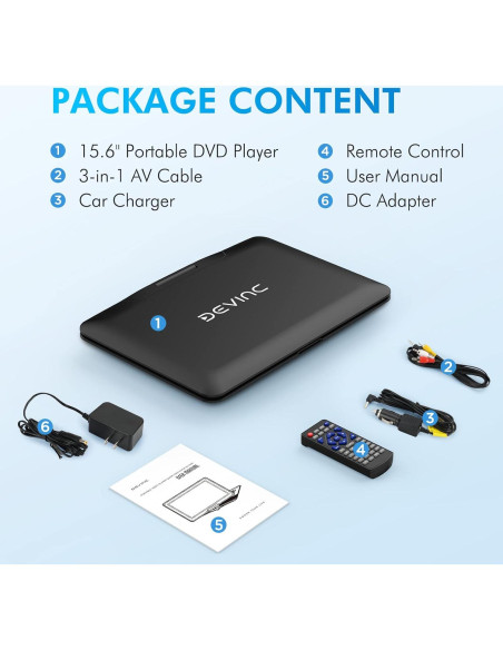 Reproductor de DVD Portátil DEVINC ZC-07 15.6" HD Batería 6h