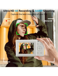 Cámara Digital SMARTKLIK KP03 4K 44MP Zoom 16X Blanca 2