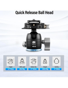 Cabezal de Bola SIRUI KS-5 para Trípode 10kg 360 Aluminio 2