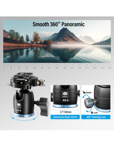 Cabezal de Bola SIRUI KS-5 para Trípode 10kg 360 Aluminio