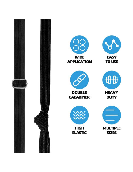 Cuerdas Bungee Ajustables MILLAY 200 cm con Ganchos - Paquete de 4