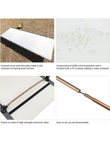 Cama Plegable Ultraligera ATEPA para Camping 190.5x63.5cm Beige