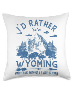 Almohada Vintage 18x18" Excursionistas Wyoming Camping