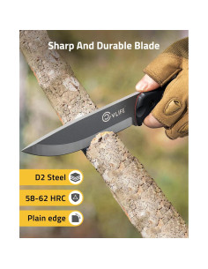 Cuchillo Fijo CVLIFE de Acero D2 con Funda - 25.7 cm Negro 2