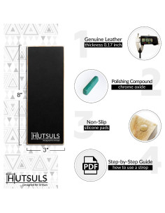 Bloque de Afilar de Cuero Hutsuls 20x8 cm con Compuesto Verde 2