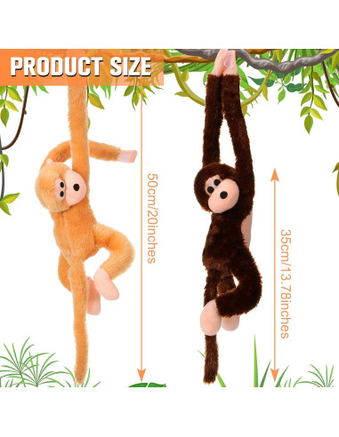 Mono de Peluche Colgante Chivao 2 Pcs 50 cm Marrón y Caqui