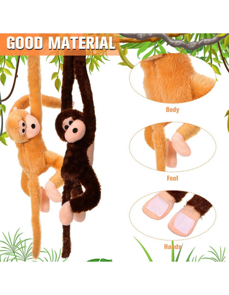 Mono de Peluche Colgante Chivao 2 Pcs 50 cm Marrón y Caqui Mono de Peluche Colgante Chivao 2 Pcs 50 cm Marrón y Caqui