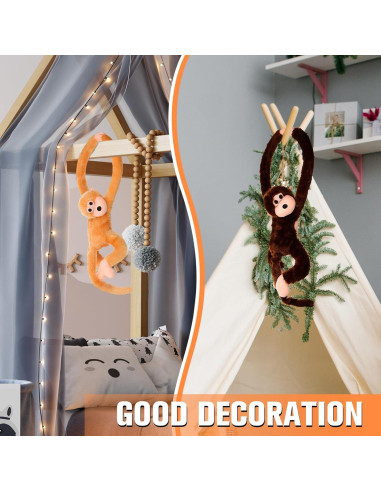 Mono de Peluche Colgante Chivao 2 Pcs 50 cm Marrón y Caqui