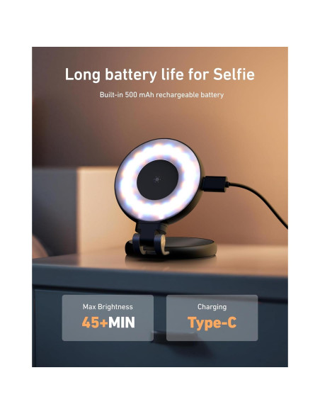 Luz de Belleza Selfie TELESIN Magnética 360 CRI97 Negra