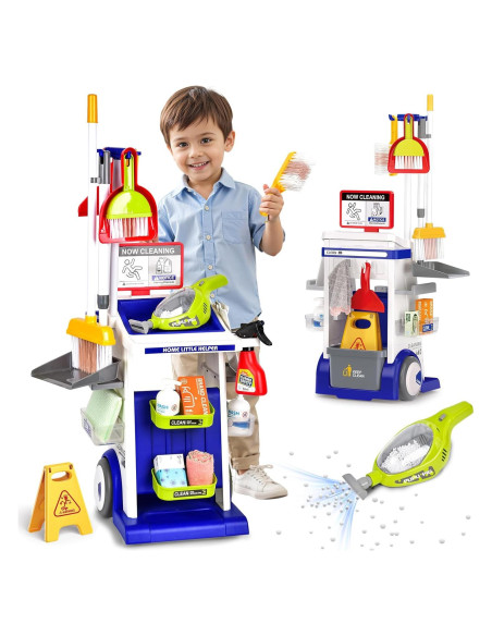 Juego de Carrito de Limpieza Pupu Pig para Niños - Azul