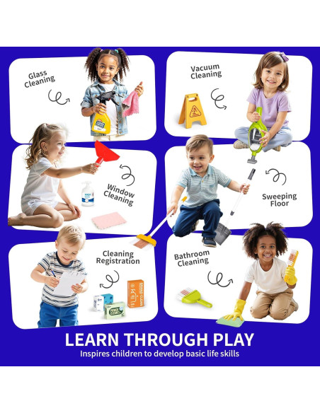 Juego de Carrito de Limpieza Pupu Pig para Niños - Azul