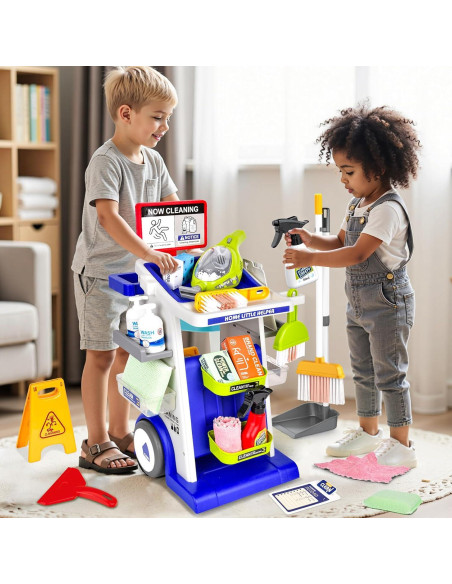 Juego de Carrito de Limpieza Pupu Pig para Niños - Azul