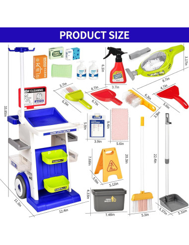 Juego de Carrito de Limpieza Pupu Pig para Niños - Azul