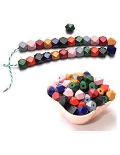 Bolas de Madera Geométricas Facetadas DAHI 12mm 120pcs