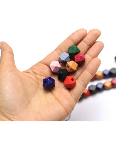 Bolas de Madera Geométricas Facetadas DAHI 12mm 120pcs 2