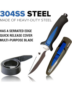 Cuchillo de Buceo AquaDiscovery 25.4 cm Acero Inoxidable Antideslizante 2