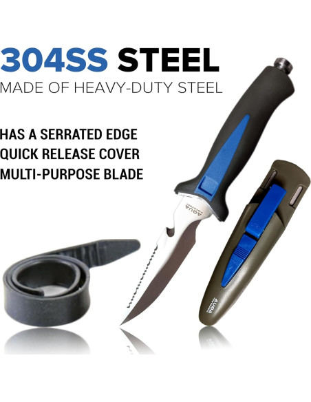 Cuchillo de Buceo AquaDiscovery 25.4 cm Acero Inoxidable Antideslizante
