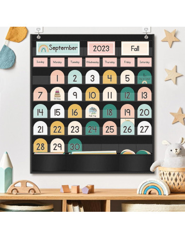 Calendario de Aula Boho EAMAY con 90 Tarjetas de Aprendizaje