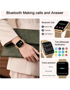 Reloj Inteligente Boquaw Dorado con Monitor de Salud 2