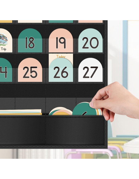 Calendario de Aula Boho EAMAY con 90 Tarjetas de Aprendizaje Calendario de Aula Boho EAMAY con 90 Tarjetas de Aprendizaje