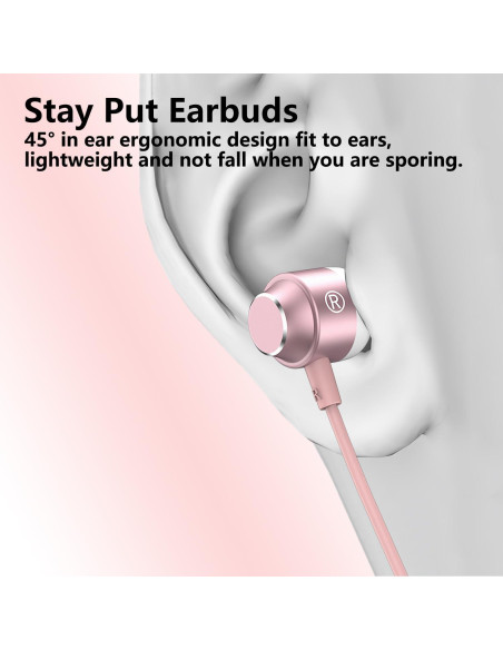 Auriculares USB C In Ear XHTUS T2403 Rosa Oro con Micrófono