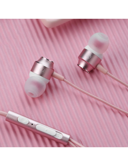 Auriculares USB C In Ear XHTUS T2403 Rosa Oro con Micrófono