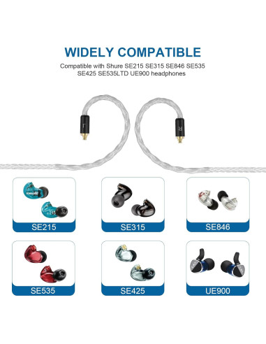 Cable de Reemplazo MMCX 1.2m Auhsuxo para Auriculares Shure