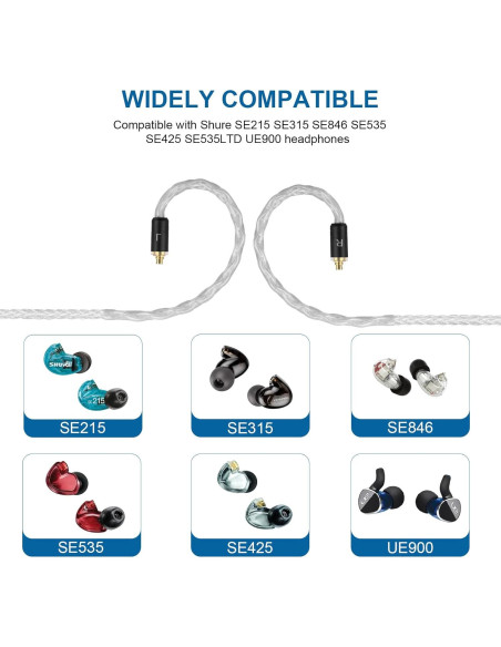 Cable de Reemplazo MMCX 1.2m Auhsuxo para Auriculares Shure