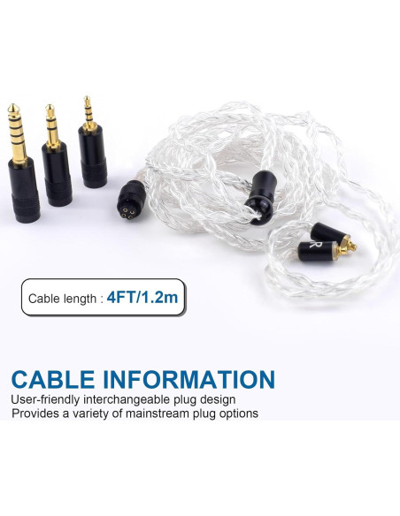 Cable de Reemplazo MMCX 1.2m Auhsuxo para Auriculares Shure