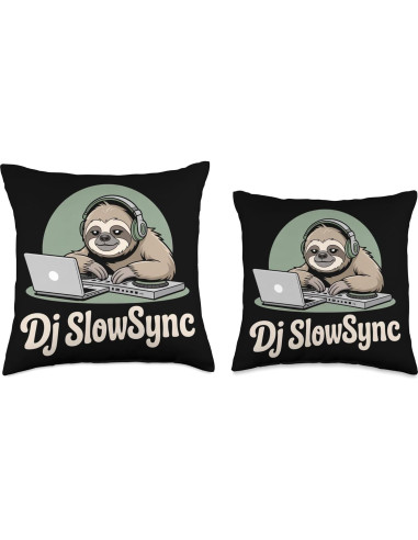 Cojín DJ SlowSync Perezoso 16x16 para Laptop y Auriculares