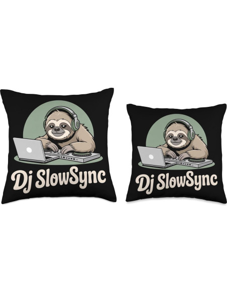Cojín DJ SlowSync Perezoso 16x16 para Laptop y Auriculares