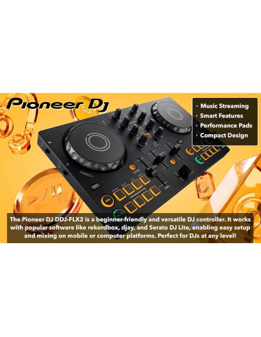 Controlador DJ Pioneer DDJ-FLX2 Compacto 2 Canales con Estuche