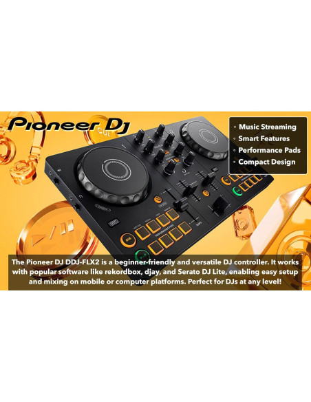 Controlador DJ Pioneer DDJ-FLX2 Compacto 2 Canales con Estuche