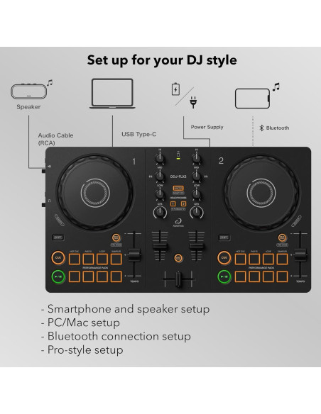 Controlador DJ Pioneer DDJ-FLX2 Compacto 2 Canales con Estuche
