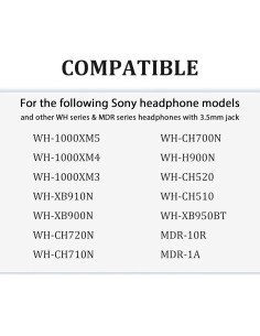 Cable de audio Adhiper 1.5m con micrófono para Sony WH-1000XM 2