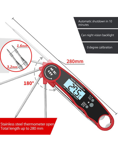 Termómetro Digital de Carne JDJM606 Impermeable con Retroiluminación